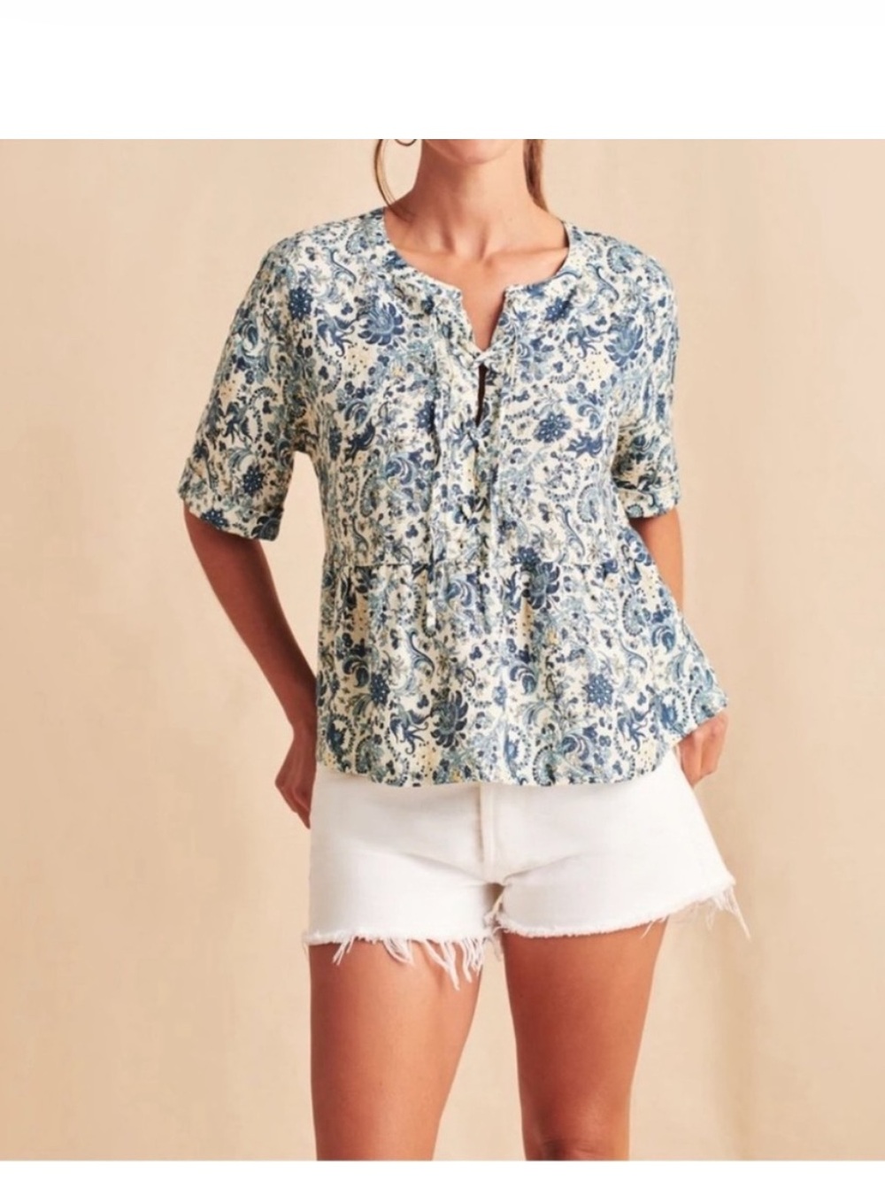 Faherty Salinas Top Aviary Blue